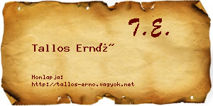 Tallos Ernő névjegykártya